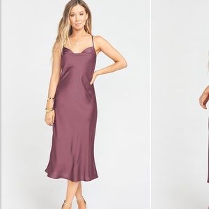 NWT Verona Cowl Dress Dusty Plum Luxe Satin